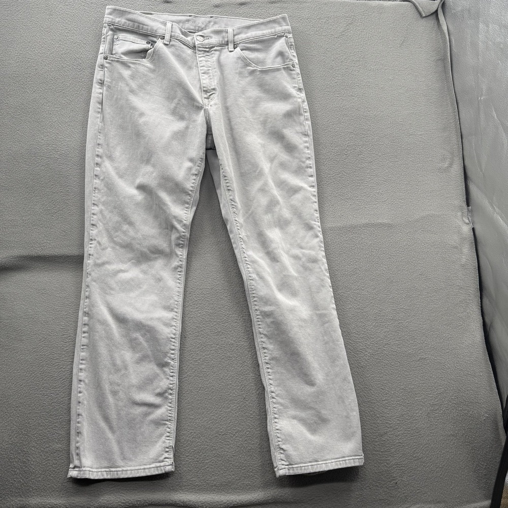 Mott & Bow Jeans Mens 36x32 (Fits 36/31) Gray Light Wash Straight Stretch.